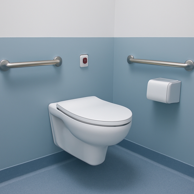 Extendable wall-hung toilet specifically designed for medical facilities, showcasing barrier-free design and antibacterial properties
